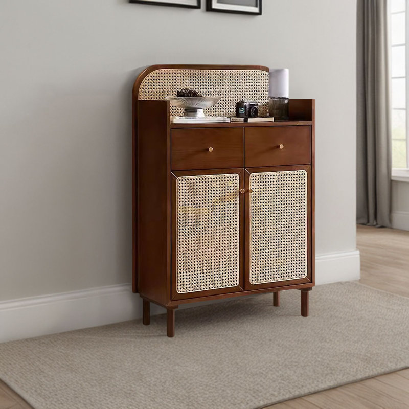 Buffet en bois massif de rotin, Brun