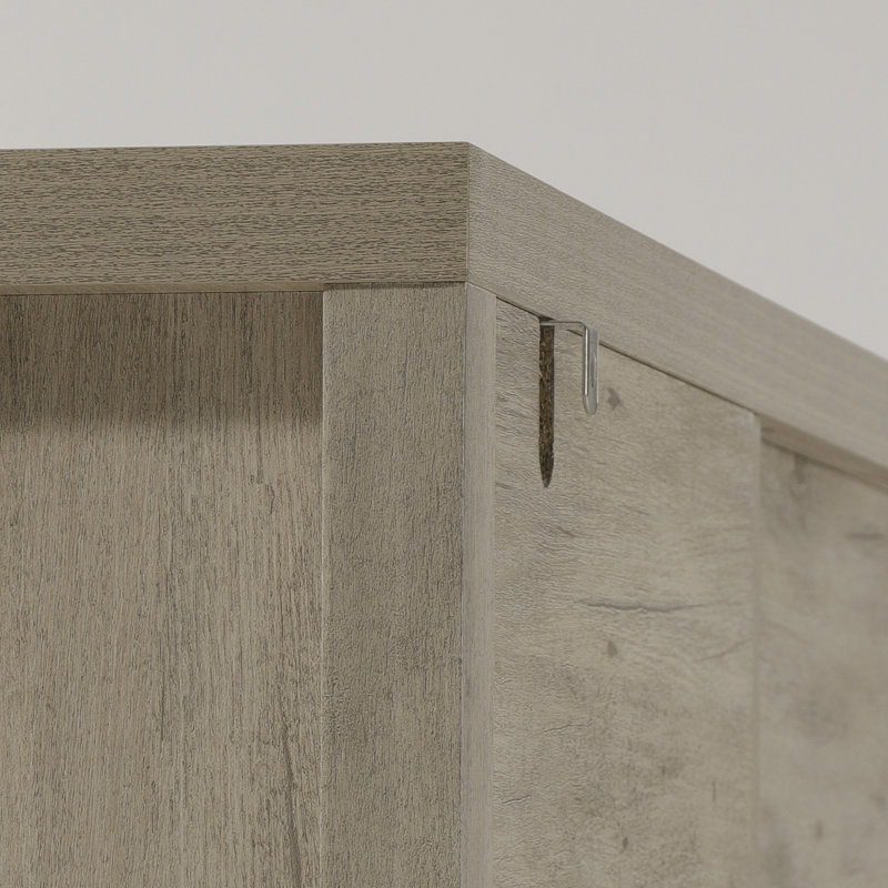 Crédence de rangement l 67 po Nicolee, Chêne gris-beige, H 25 po x l 59 po x P 15,4 po