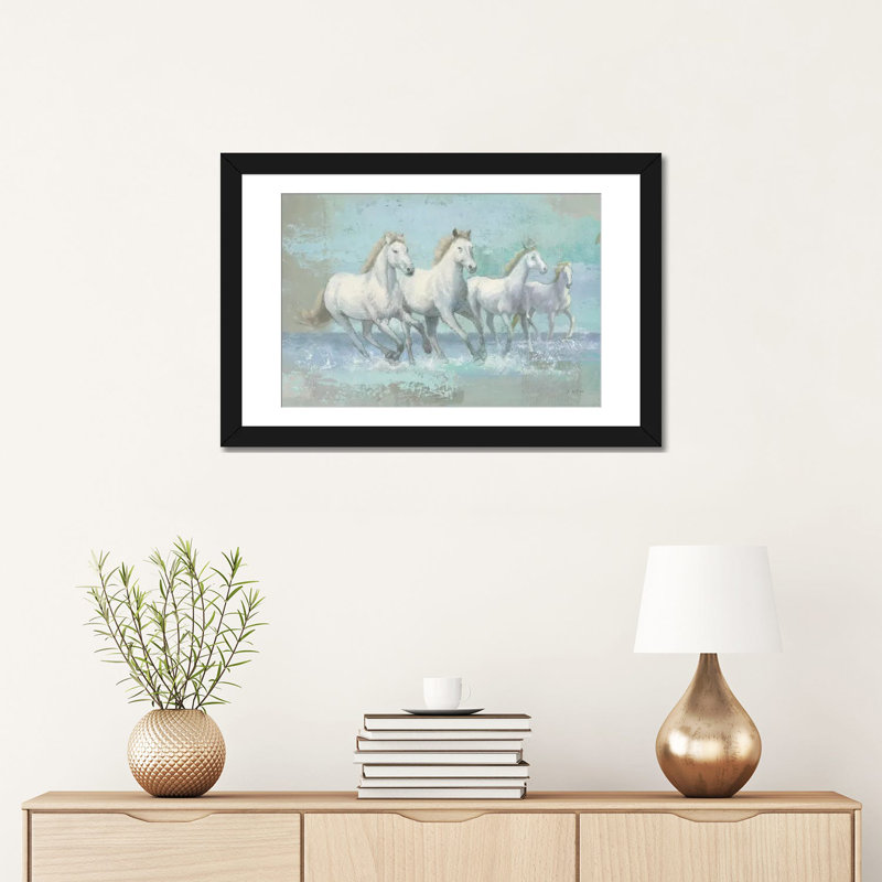 « running wild i », impression sur toile, H 16 po x l 24 po x P 1 po, Papier d'art encadré noir, Blanc