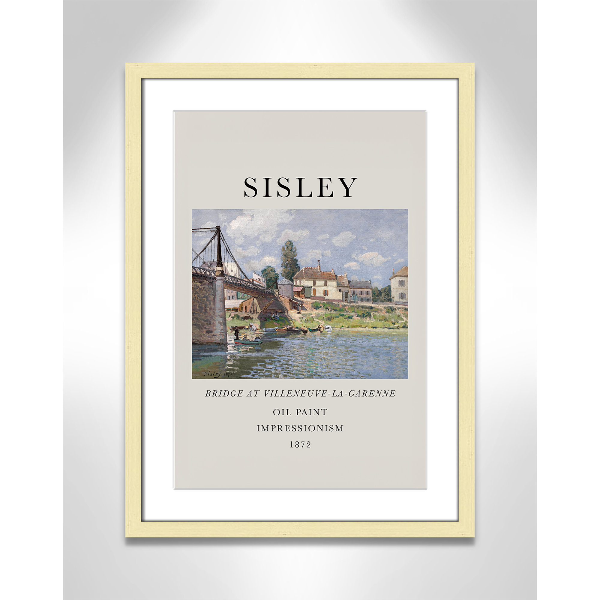 Old Masters Collection " The Bridge At Villeneuve " by Alfred Sisley, Gold Single Picture Frame, Yes, 23" H x 17" W x 1.25" D
