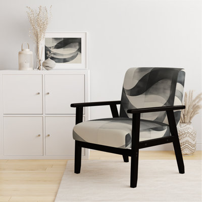 Abstract Shapes Accent Chair - Geometry Black And White Minimal Curves I Side Chair
