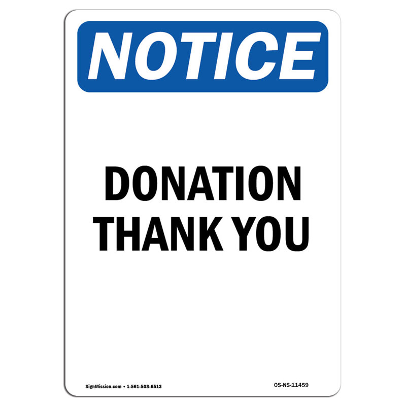 Donation Thank You Sign