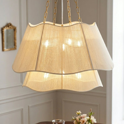 6-Light Wavy Double Fabric Shade Pendant