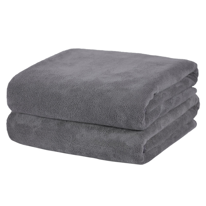 Ensemble de 2 serviettes de bain en microfibre, gris