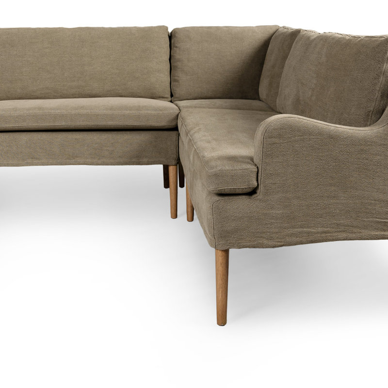 Aurelia 6-Piece Sectional, Broadway Olive Linen, 34.5" H x 131" W x 75" D