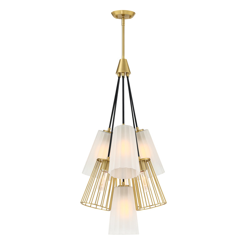 Jarmell - Light Steel Dimmable Tiered Chandelier, 37.5" H x 18" W x 18" D, 7