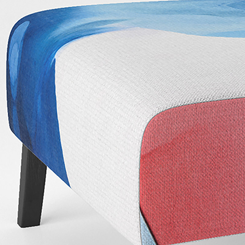 Brechta Vibrant Curve Design II - Velvet Upholstered Modern Slipper Chair, Dark Blue/Pink/Yellow