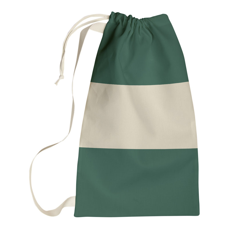 Fabric Laundry Bag with Handles, 36" H x 28" W x 1.5" D, Forest Green/Minnesota Wheat/Forest Green
