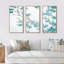 Teal Cherry Blossoms II - ensemble d'art mural sur toile encadré traditionnel de 3