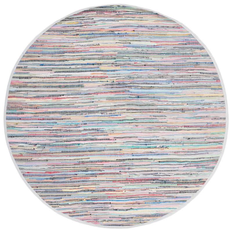 Mireia Rug Hand Woven Cotton Striped Rug, Round 6'