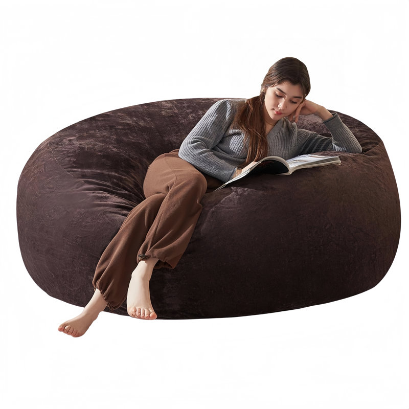Bean Bag Chair, Memory Foam Filled, Large Beanbag Chairs For Adults And Teens, Soft Sofa With Removable Flannel Cover, Round Couch For Living Room Bedroom College Dorm