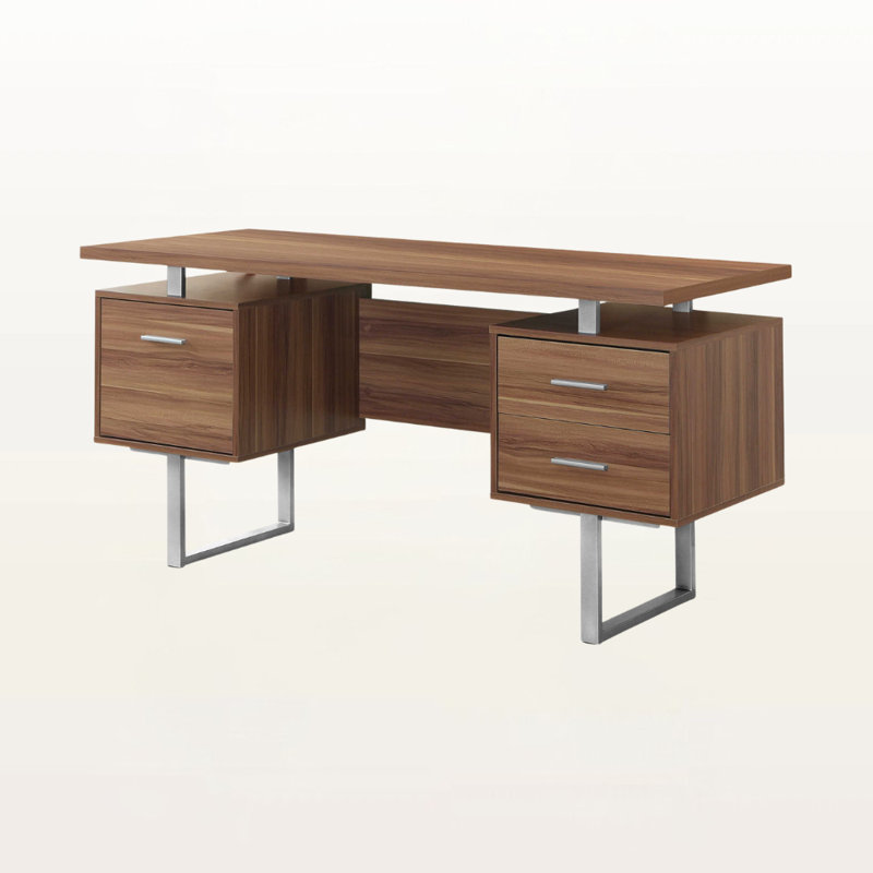 Bureau d'ordinateur à configuration à gauche ou à droite avec tiroirs de rangement pour le bureau personnel Jazarian, Noyer