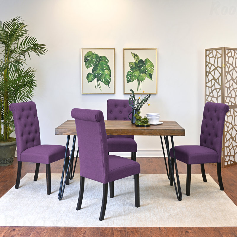 Ensemble de salle à manger, table à manger en épingle à cheveux avec chaises, 4 options de couleur, Mauve