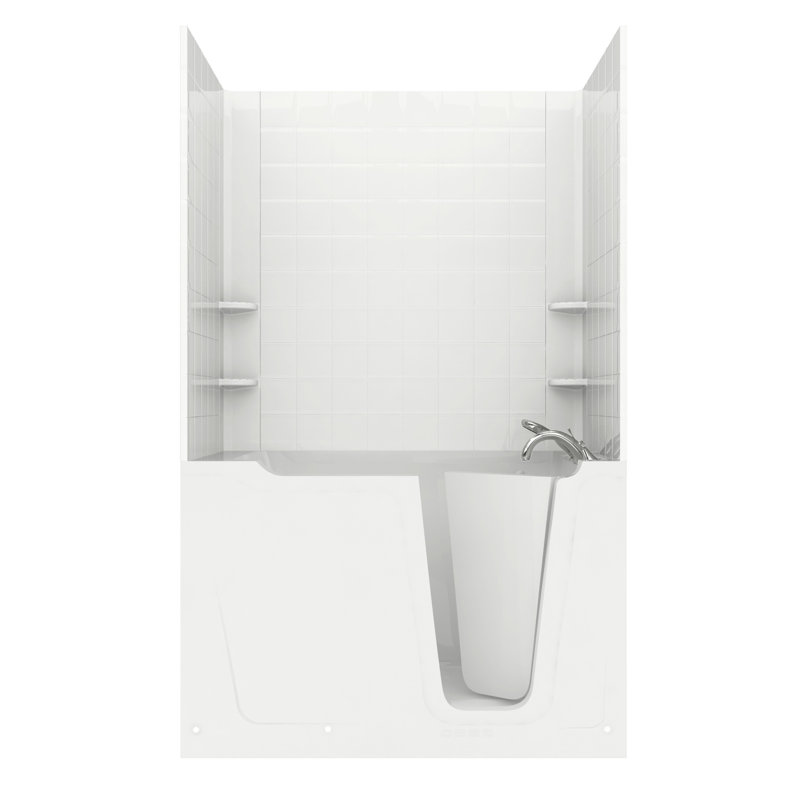 Crescendo 59.75'' x 35.8'' Walk-in Whirlpool Fiberglass Bathtub with Faucet, Right