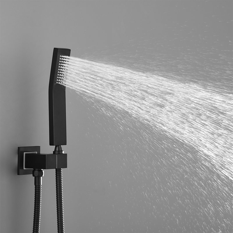 10 Inch Shower Head Bathroom Luxury Rain Mixer Shower Complete Combo Set Wall Mounted, Matte Black