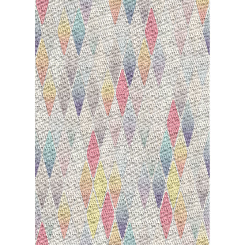 Tapis jaune/bleu/orange à motifs, Rectangle 2 pi x 3 pi