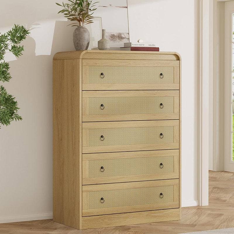 Commode 31 po en rotin, commode 5 tiroirs pour chambre à coucher, commodes et commodes, commode moderne pour chambre à coucher, salon, couloir