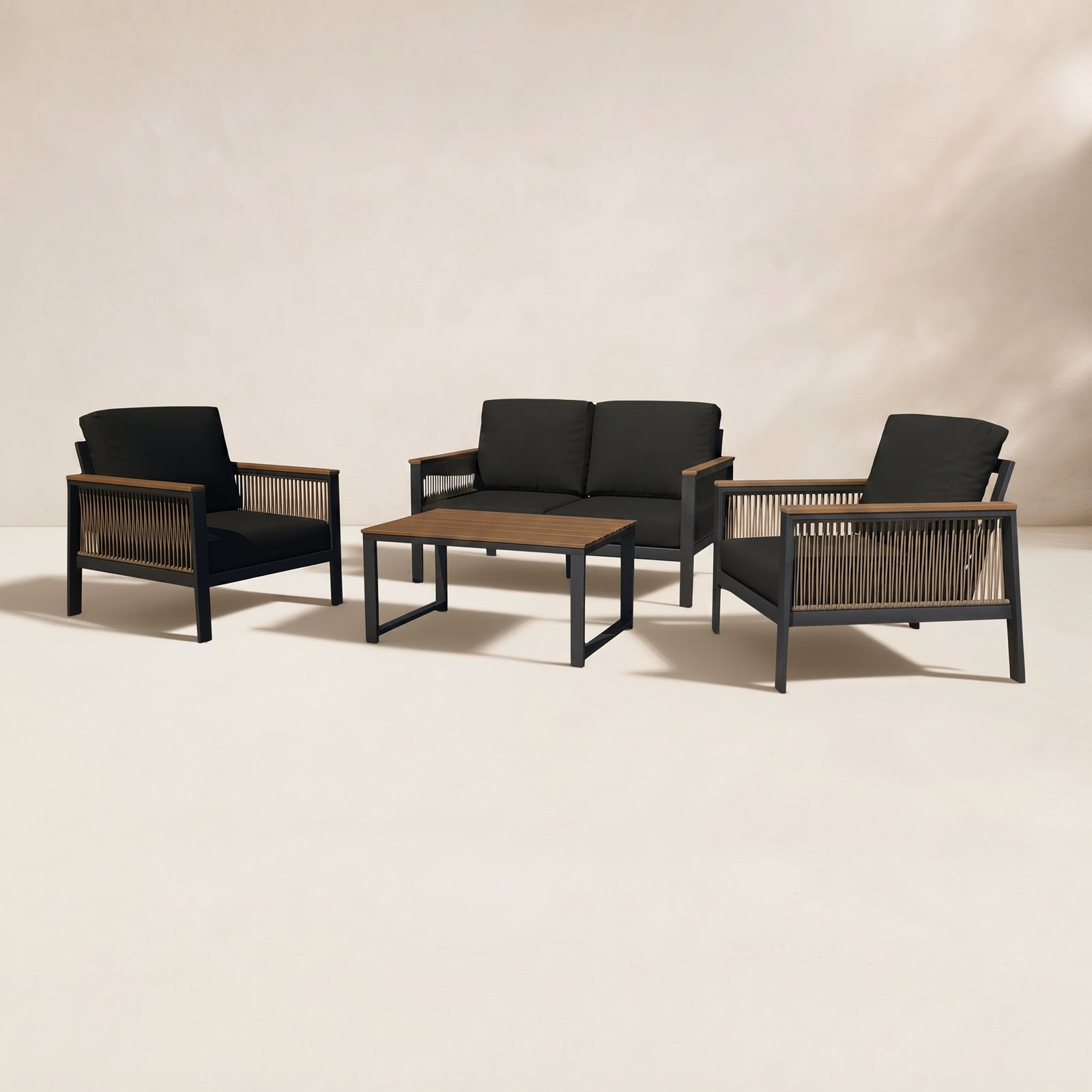 Townsend 4 - Person Outdoor Seating Group with Sunbrella® Cushions, Canvas Black