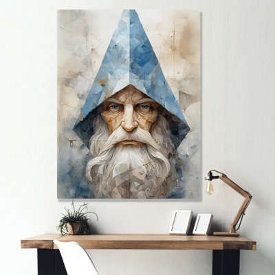 Fantaisie, portrait de gnome beige et bleu II sur toile