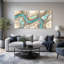 "Turquoise River" qui coule à travers beige et brun, ensemble de 3 toiles-133565616
