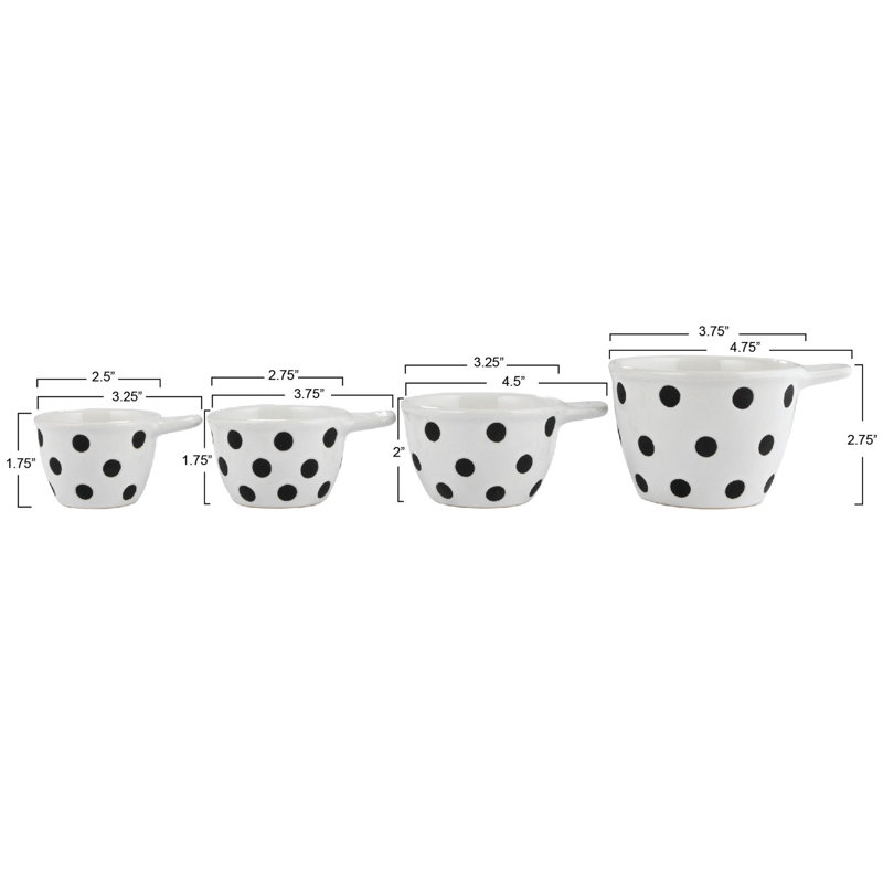 Tasses à mesurer en céramique à pois, Blanc