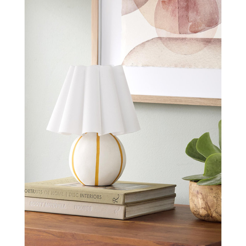Lampe de table Caistance Kval, Crème / jaune