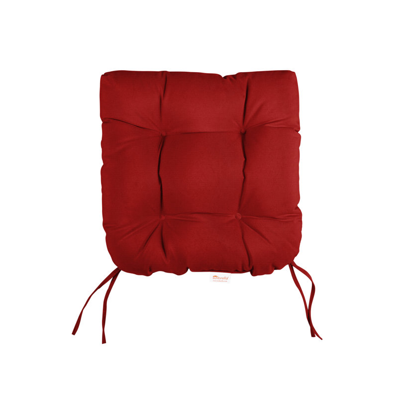 Tufted Outdoor Sunbrella Seat Cushion, 19" W, Canvas Jockey Red Sunbrella® Canvas