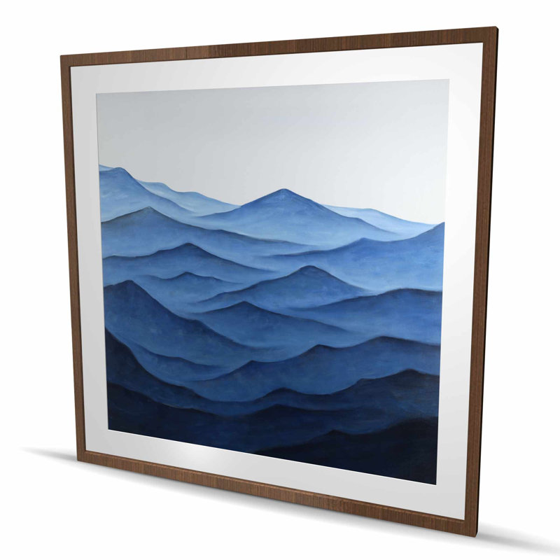 «Dark Calm Ocean Waves» - reproduction matte encadrée pour la décoration intérieure, H 48 po x l 48 po, Brun