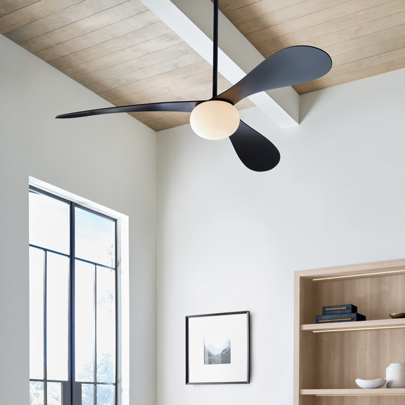  Ventilateur de plafond d'intérieur à DEL Drape Smart 58 avec tige filetée, pales en ABS noir minuit et télécommande portable