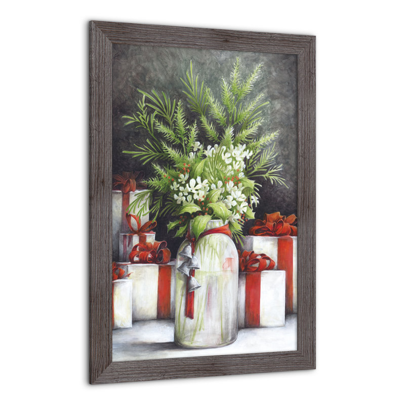 Christmas Flower Vase Framed On Plastic/Acrylic Print