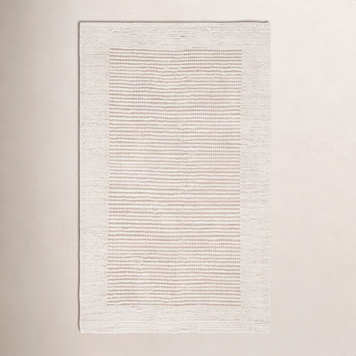 Burdick Ivory Beige Hand-Woven Wool Rug