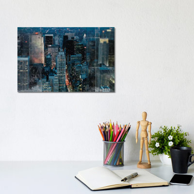 Blue Manhattan 1 Piece Wrapped Canvas Wall Art