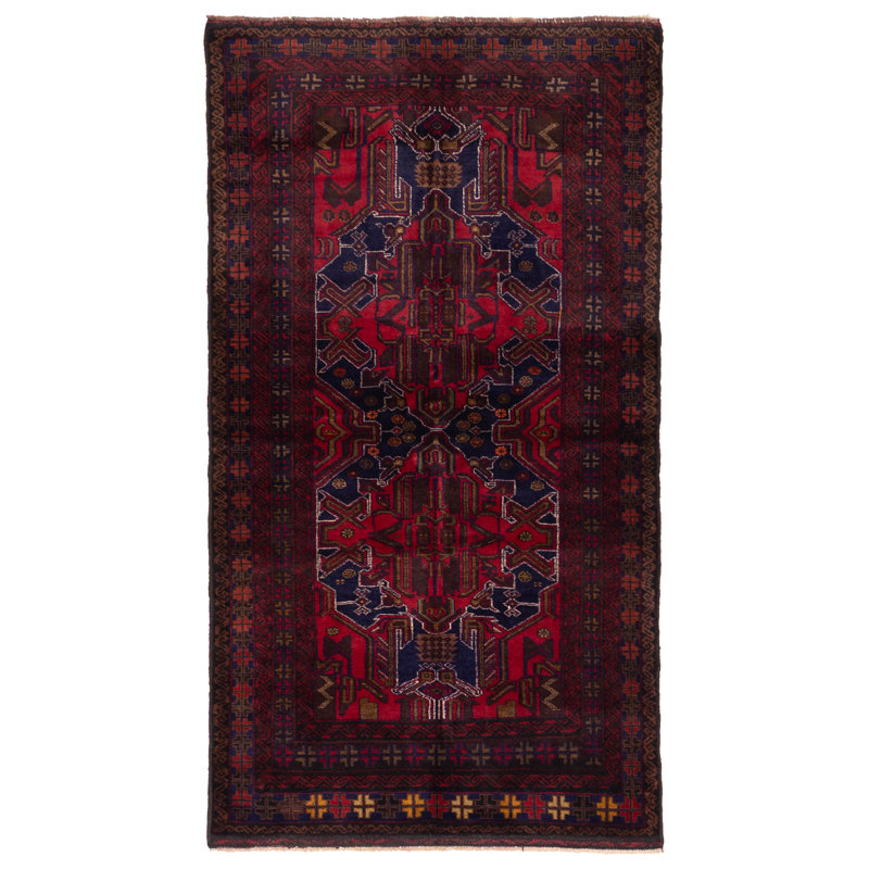 Tapis bleu marine Teimani 3 pi 7 po x 6 pi 7 po