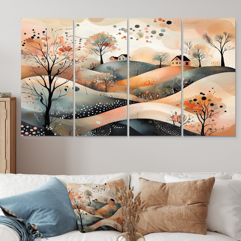 Brown Abstract Mountain Landscape II - Abstract Landscapes Canvas Wall Art Set, 28" H x 48" W