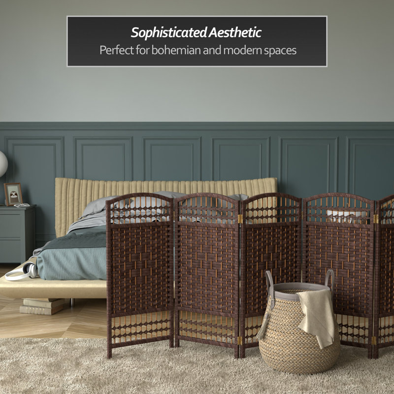 3 Ft. Tall Fiber Weave Room Divider - Black - 6 Panels, Dark Mocha, 6, 35.5"H