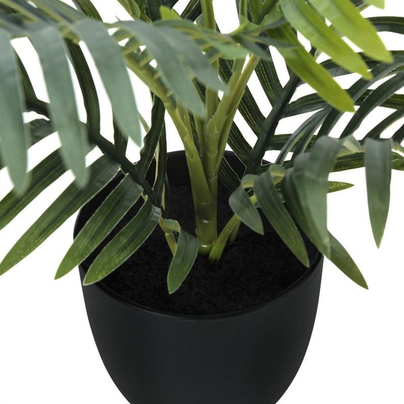 20" Tall Green Faux Palm Plant in Black Pot