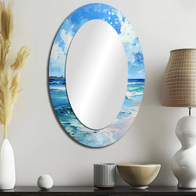 Relaxing Beach Breezes III - Beach Oval Decorative Mirror On Metal