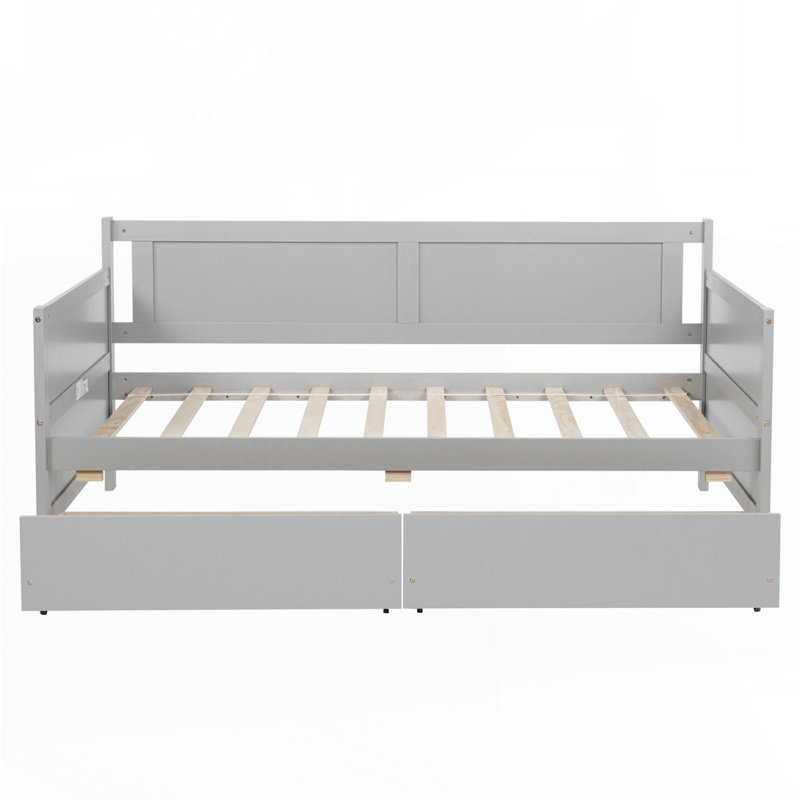 Lit de jour simple en bois de pin, gris