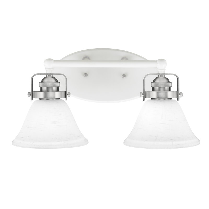 Barre d'éclairage de salle de bain 2 lumières avec verre en mousseline 7 po Easton, Blanc / nickel brossé