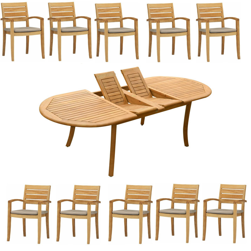 Ensemble de salle à manger en bois de teck 9 pièces 9 pièces: 94 po Table ovale à double rallonge Alvarado # 11TV2208, 10