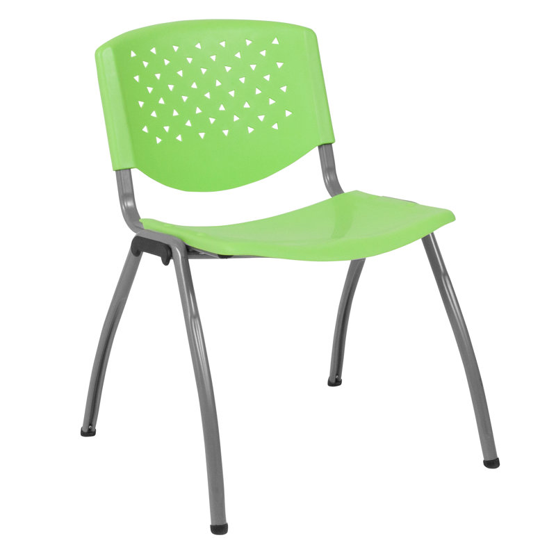 Memphis 880 lb. Capacity Plastic Stack Chair with Powder Coated Frame, Green