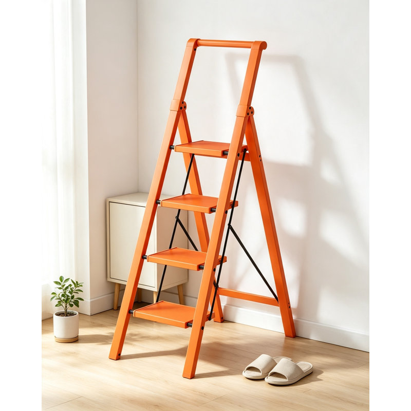Escabeau en aluminium pliable avec poignée, pédales antidérapantes et base large, escabeau portable robuste pour la maison, le bureau, la cuisine et la bibliothèque