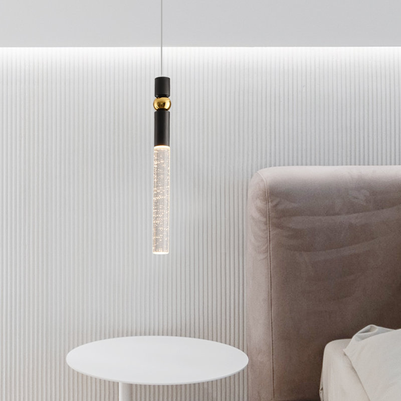 Mini-luminaire suspendu en cristal 1 lumière Lykan, Black