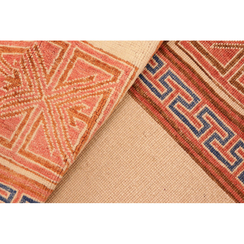 Tapis beige rectangulaire en laine noué à la main 5 pi 9 po x 7 pi 7 po Southwestem