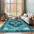 Machine Washable Indoor&Outdoor Area Rug Non-Slip Backing Green Vintage Low Pile Rug for Living Room Bedroom Dorm Hotel-1195937823