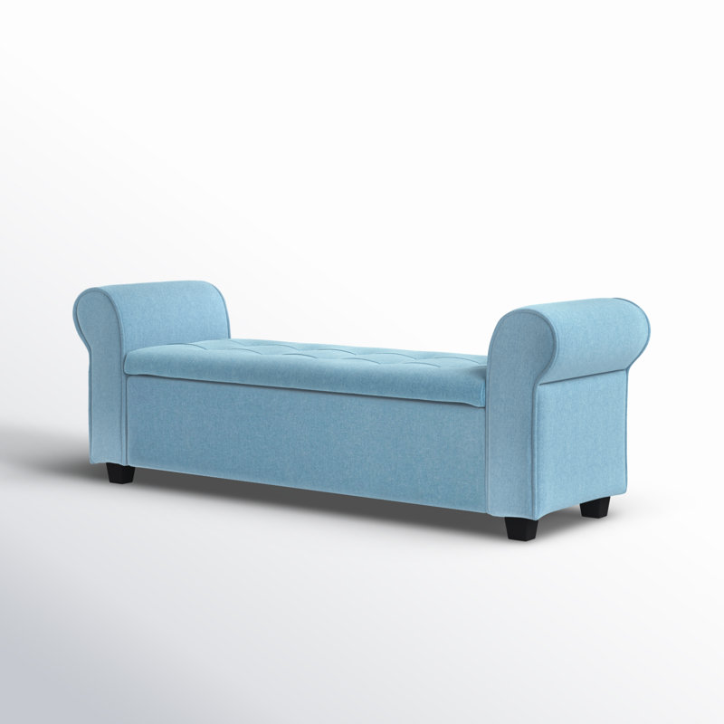 Landaverde Fabric Upholstered Storage Bench, Light Blue