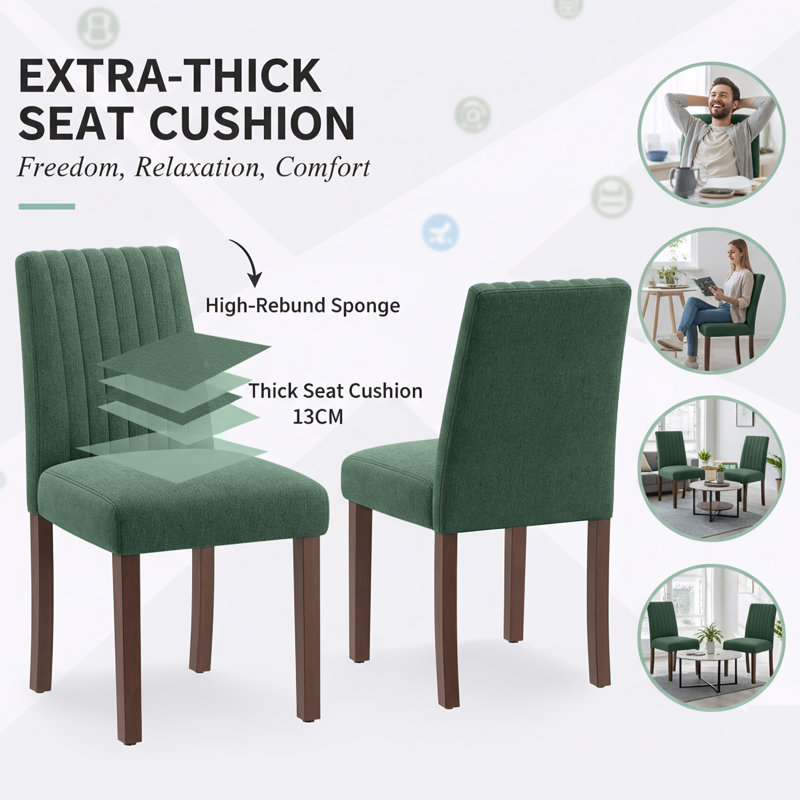 48cm H Fabric Upholstered Upholstered Back Side Chair, Green