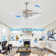 Dual Crystal Ceiling Fan With Lights, Fandelier Chandelier Fans with Remote Control