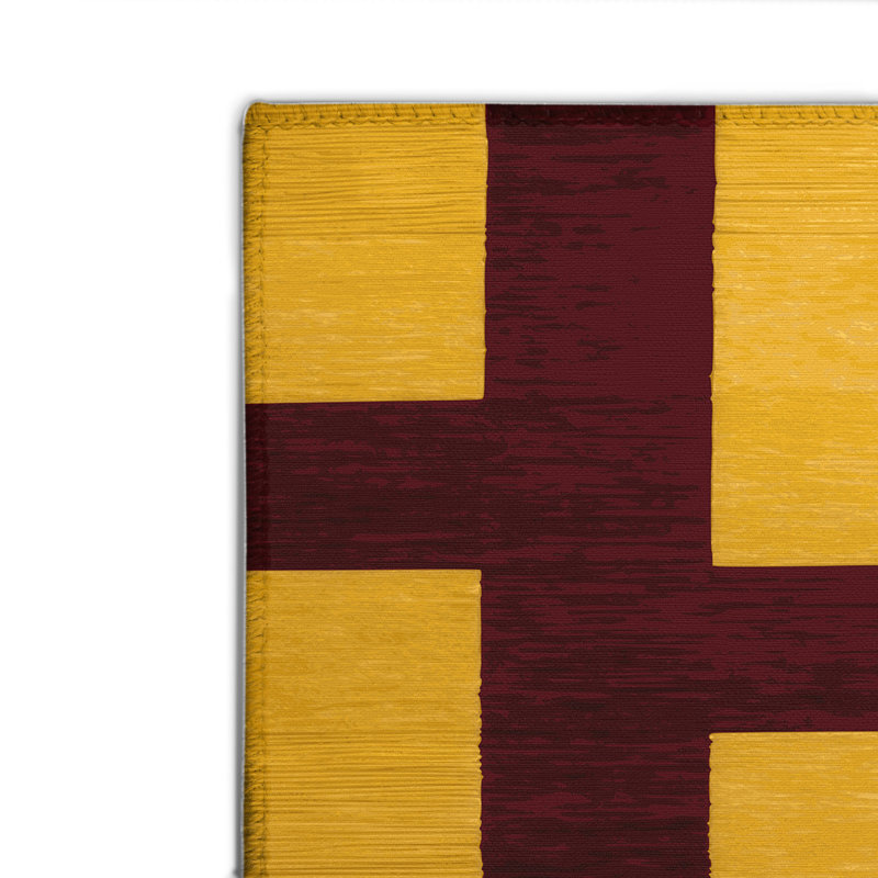 Tapis d'intérieur et d'extérieur à carreaux rouge, Rectangulaire 2 pi x 3 pi