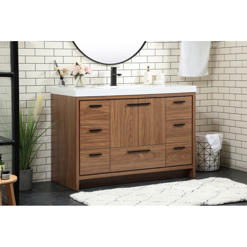 Enfield 48'' Single Bathroom Vanity with Top, Walnut Brown